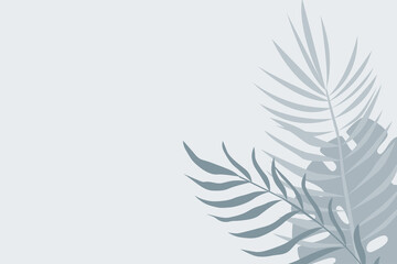 Tropical leaf plant pattern background. Blue colored illustration for design party invitation,  shop poster, summer tuorism flyer etc.