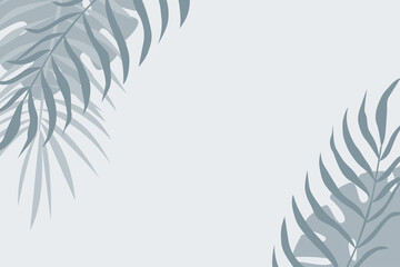 Tropical leaf plant pattern background. Blue colored illustration for design party invitation,  shop poster, summer tuorism flyer etc.