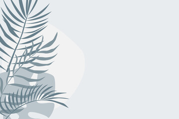 Obraz premium Tropical leaf plant pattern background. Blue colored illustration for design party invitation, shop poster, summer tuorism flyer etc.