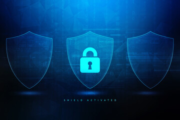 2d illustration Safety concept: Closed Padlock on digital background
