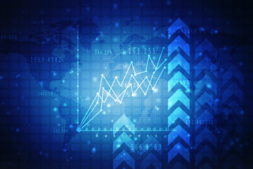 2d rendering Stock market online business concept. business Graph 