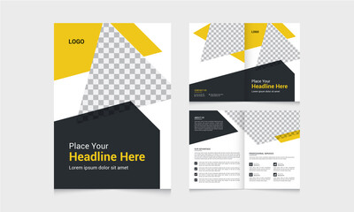 Corporate Business bifold brochure template with modern, minimal and abstract design