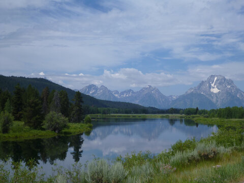 Oxbow Bend, Grand Teton National Park, on a cloudy day © Jen