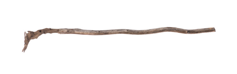 ancient shepherd walking stick isolated on white background