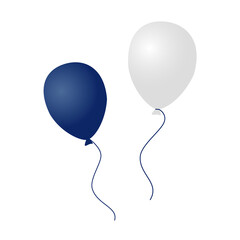 Balloons are white and blue. Isolated on a white background.