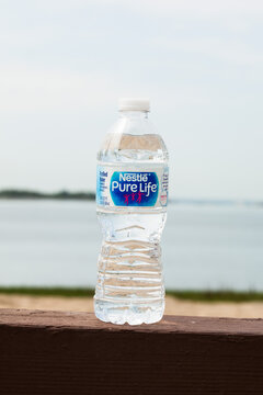 Bottle With Nestle Pure Life Water Outside In Sunny Day