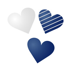 White blue and striped heart. Isolated on a white background.