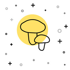 Black line Mushroom icon isolated on white background. Random dynamic shapes. Vector