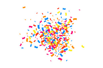 Colorful Explosion Of Confetti. Grainy Abstract Multicolored Texture Isolated On White Background. Flat Design Element. Vector Illustration, Eps 10.