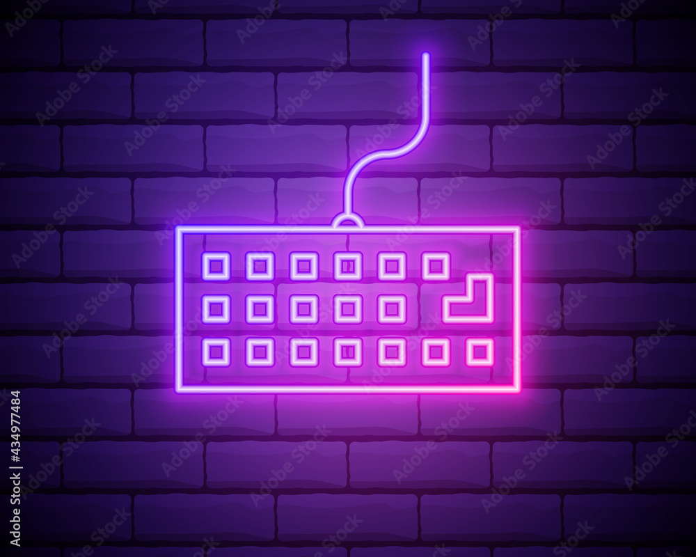 Poster keyboard neon icon. simple thin line, outline vector of computer parts icons for ui and ux, website 