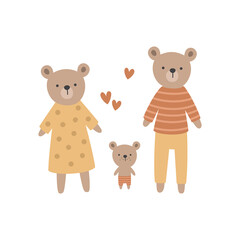 vector illustration of a cute bear family
