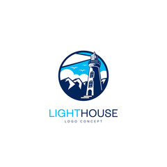 Light House Logo Symbol Design Template Flat Style Vector