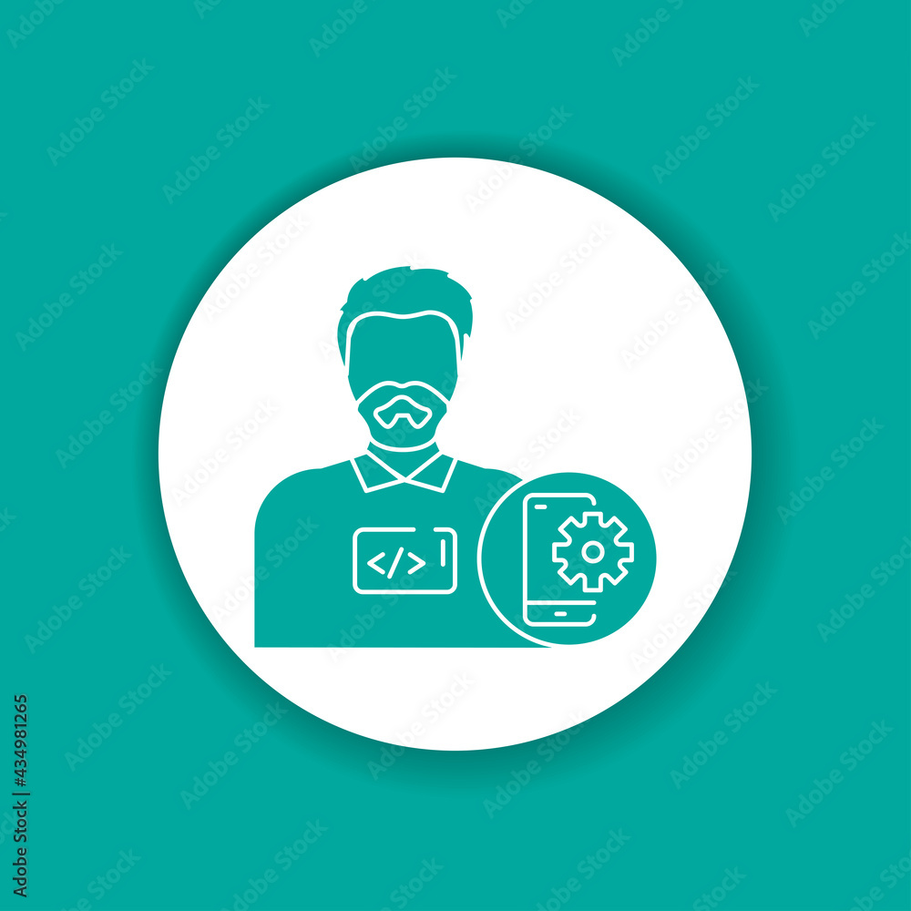 Poster mobile app developer color glyph icon. pictogram for web page