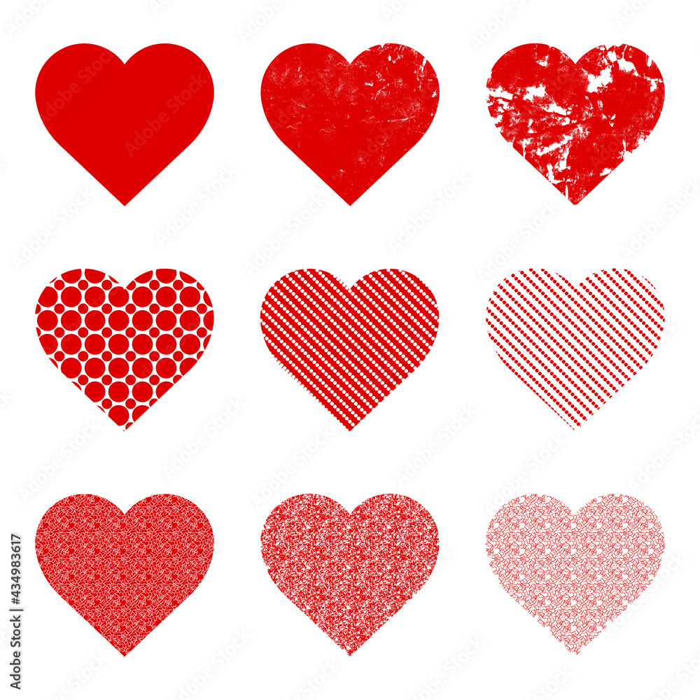 Poster snvi17 setnewvectorillustration snvi - 9 set - red heart vector icons . heartbeat . grunge - shape /