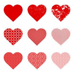 snvi17 SetNewVectorIllustration snvi - 9 Set - red heart vector icons . heartbeat . grunge - shape / line and filled version . simple flat - graphic design . AI10 / EPS10 . g10566