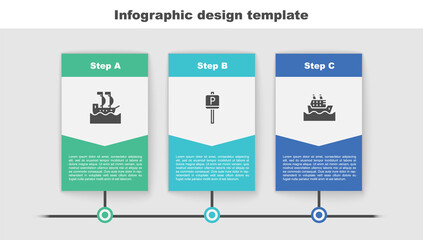 Obraz na płótnie Canvas Set Sailboat, Parking and Cruise ship. Business infographic template. Vector