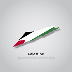 Vector map flag of palestine isolated on white background. Vector illustration - obrazy, fototapety, plakaty