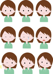 シンプルな女の子の表情イラスト