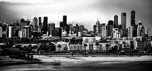 skyline in black and white