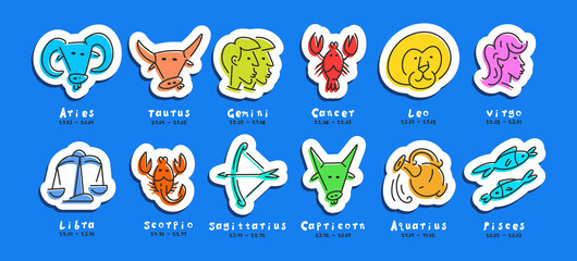 Fototapeta premium Set of astrological zodiac symbols. horoscope zodiac signs