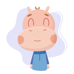 The cute hippo is sleeping. Illustration for the nursery.