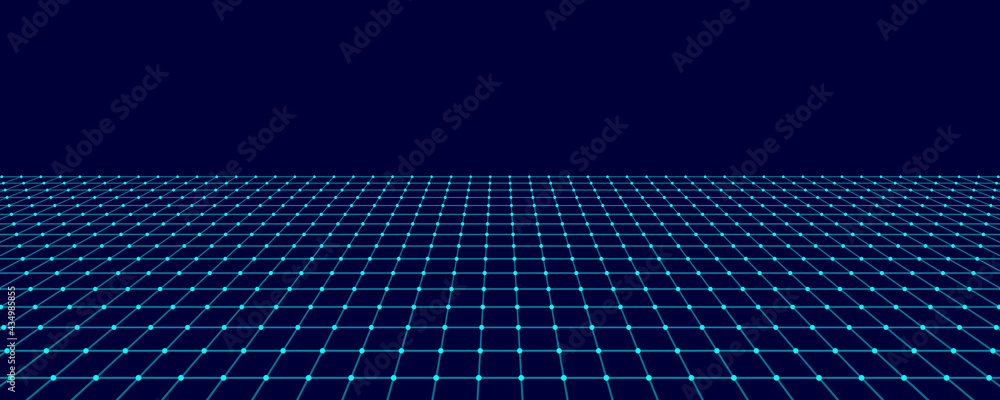 Aufkleber abstract perspective grid. digital background in retro style. landscape on blue background. vector i