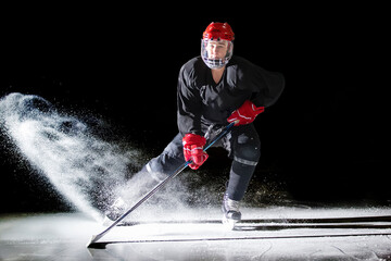 Hockey player ice spray stop - obrazy, fototapety, plakaty