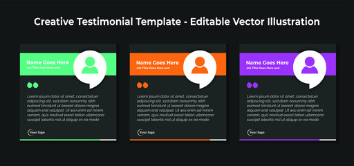 Creative Testimonial Templates - Editable Vector Illustration