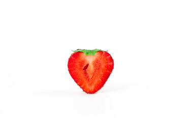 a half of fresh strawberry isolated on white background
