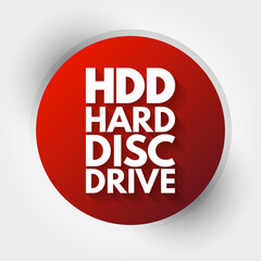 HDD - Hard Disc Drive acronym, technology concept background