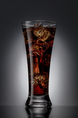 glass of cola with ice