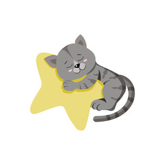 Сute cat sleeping. Vector illustration