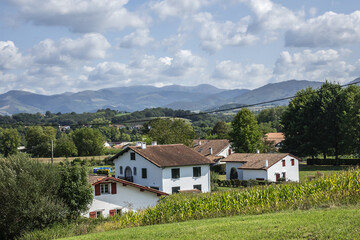 Beautiful villages Surroundings of Sare. Sare - basque village, listed as Most Beautiful Villages of France. Pays Basque, Pyrenees Atlantiques, France.