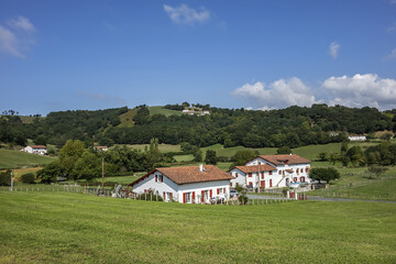 Beautiful villages Surroundings of Sare. Sare - basque village, listed as Most Beautiful Villages of France. Pays Basque, Pyrenees Atlantiques, France.