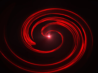 Red circular radial zoom in illustration with source of light - fractal digital art - cyclone effect - 2d rendering pattern