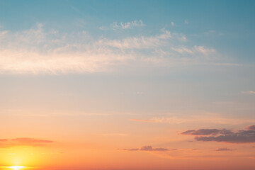 Fototapeta na wymiar Pink blue sky at sunset.