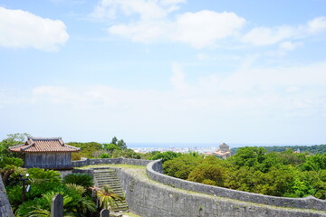 Fototapeta na wymiar Stone Wall or Fortress of Shuri Castle in Naha, Okinawa, Japan - 日本 沖縄 那覇 首里城 城壁