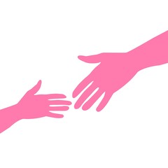 Vector illustration for the day of father, family, mother. A child's hand reaches for an adult's.