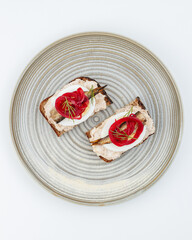 delicious breakfast on a plate on a white background