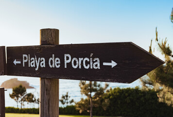 Playa de Porcía en El Franco, Asturias, Spain. - obrazy, fototapety, plakaty