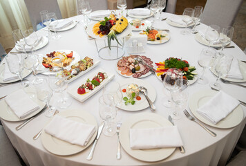 Fish dishes on the wedding table