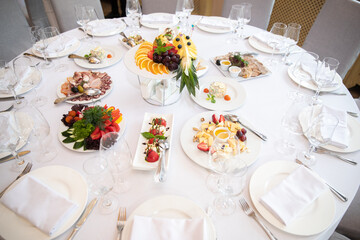 Fish dishes on the wedding table
