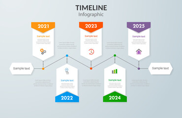 Timeline infographic template design. Can be used for workflow layout, diagram, annual report, web design, steps or processes 