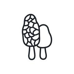 Morel icon. Vector isolated linear icon contour shape outline. Thin line. Modern glyph design. Mushrooms. Food ingredients.