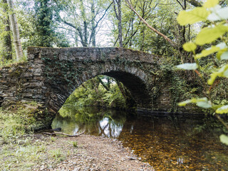 Puente sobre un r&iacute;o en Asturias, Spain.