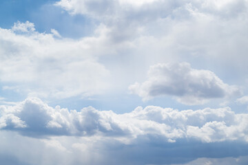 Blue sky with beautiful cumulus clouds, background