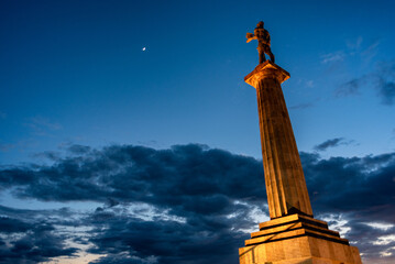 Victor monument, symbol of Belgrade, commemorating Allied victory in the First World War at Belgrade fortress (Kalemegdan) in Belgrade, capital of Serbia - obrazy, fototapety, plakaty