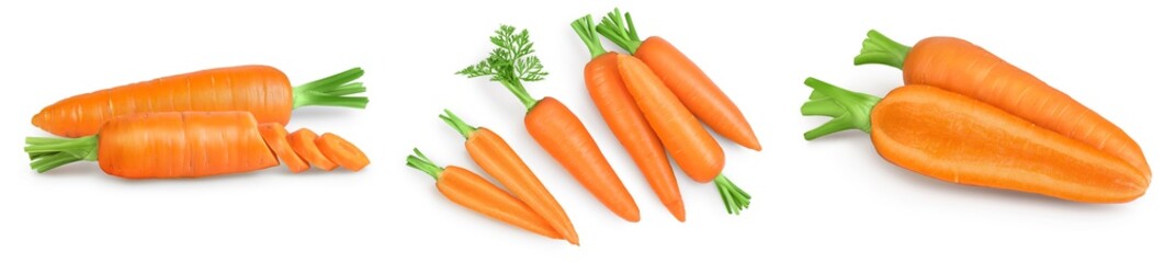 Carrot isolated on white background . Set or collection