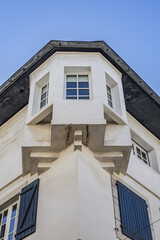 Typical architecture of the southern cities of France: Saint Jean de Luz, Pyrenees-Atlantiques department in southwestern France.