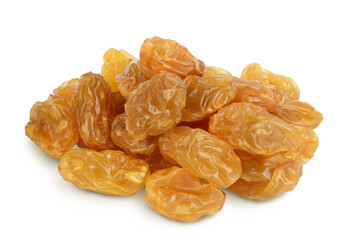 Yellow raisin isolated on white background with clipping path and full depth of field